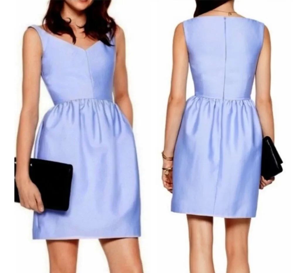 Kate Spade New York Cupcake V-Neck Fit & Flare Dress Lilac Periwinkle Sz 8